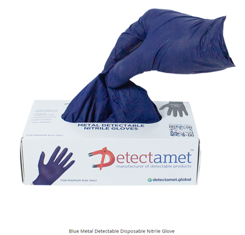 Detectamet Metal Detectable Blue Disposable Nitrile Gloves (Box of 100)