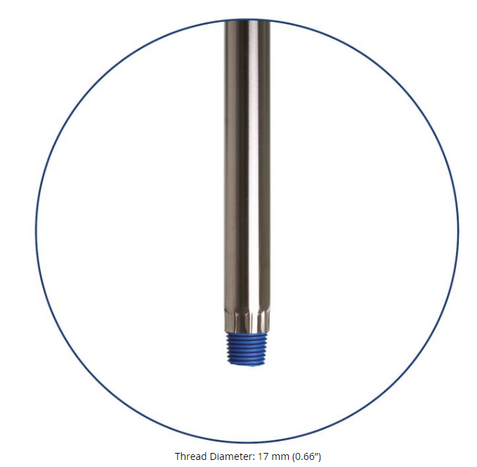 Detectamet Stainless Steel Handle with Blue Detectable Grip - Suited to Blue Plastic Broom/Squeegee Handle Only