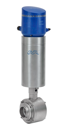 DIN100 Alfa Laval LKB-2 Type Butterfly Valve, 316L Stainless Steel Construction, PFA Seal, DIN Clamp / Clamp End Connections