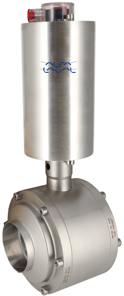Alfa Laval DIN-50 Sanitary Ball Valve, Weld Ends, 316L, DIN, EPDM, Normally Closed, Supplied with Actuator, Compatible with ThinkTop® V50