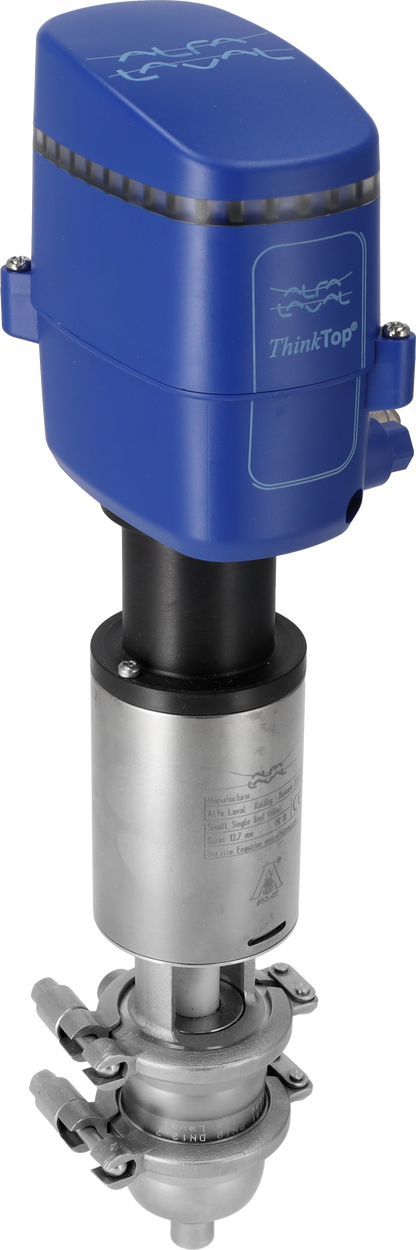 Alfa Laval 0.5"/12.7 mm Unique Small Single Seat Valve, 316L, 0.5Ra/Blasted (Int./Ext.), HNBR, Hex Nut Clamp, Body Type 20, Weld End
