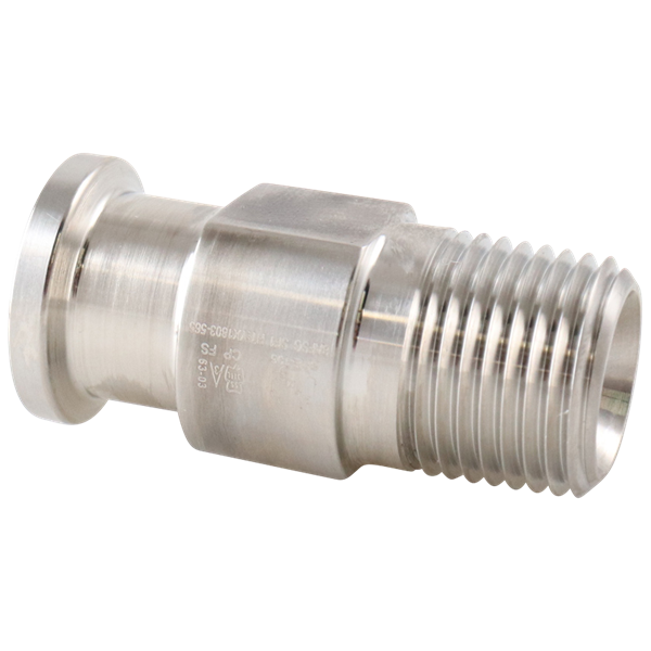 Alfa Laval 2" x 2" 21MP NPT Adapter (Male) Tri-Clover® UltraPure, 316L, 0.4EP³/Polished/SF4 (Int./Ext.), ASME BPE