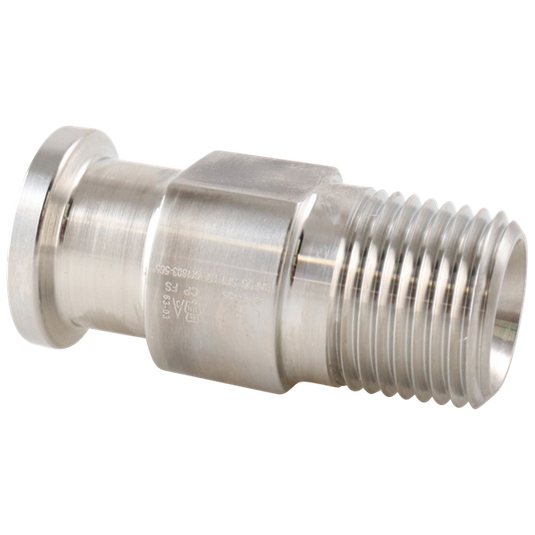Alfa Laval 3" x 3" 21MP NPT Adapter (Male) Tri-Clover® UltraPure, 316L, 0.4EP³/Polished/SF4 (Int./Ext.), ASME BPE
