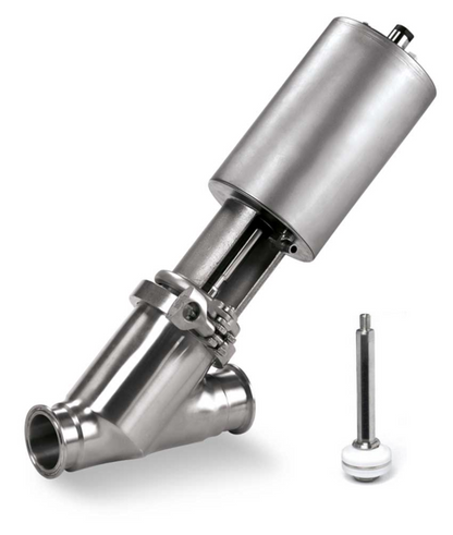 Alfa Laval Y-Body Unique Single Seat Valve, 316L, 0.8/Blasted (Int./Ext.), Normally Closed, Long Stroke, Shut off, EPDM, Body Type 900, Tri-Clamp End, TR2